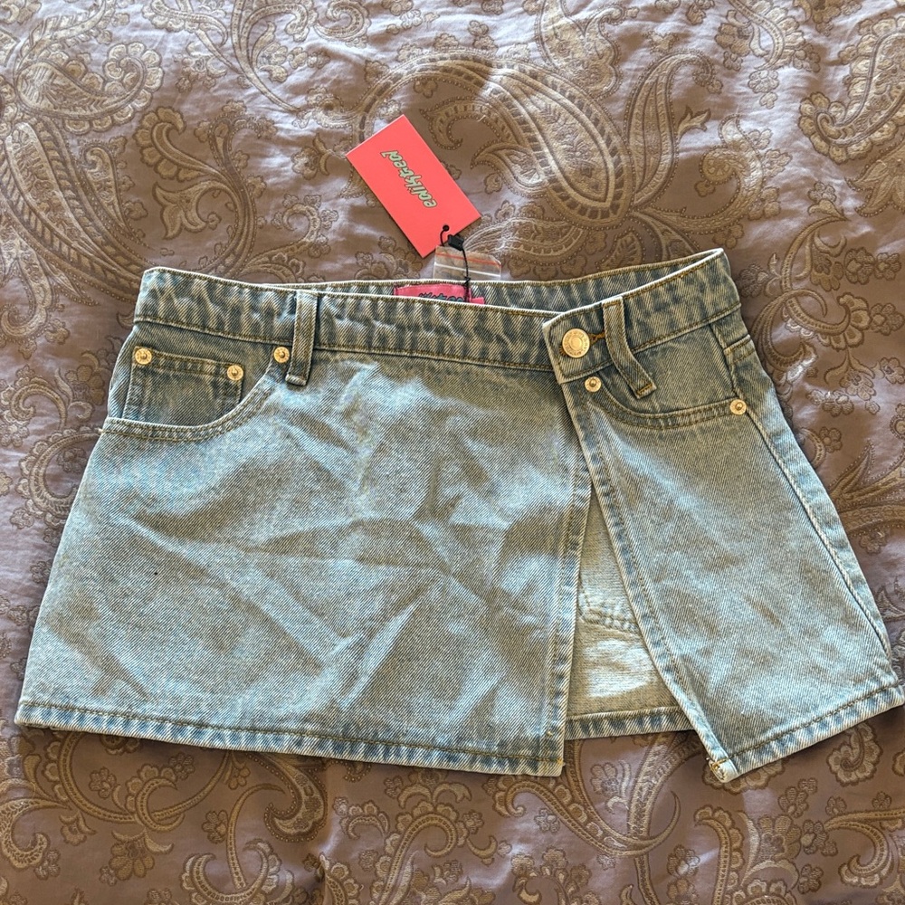 Edikted Light Blue Denim Mini Skirt Size Small - NWT